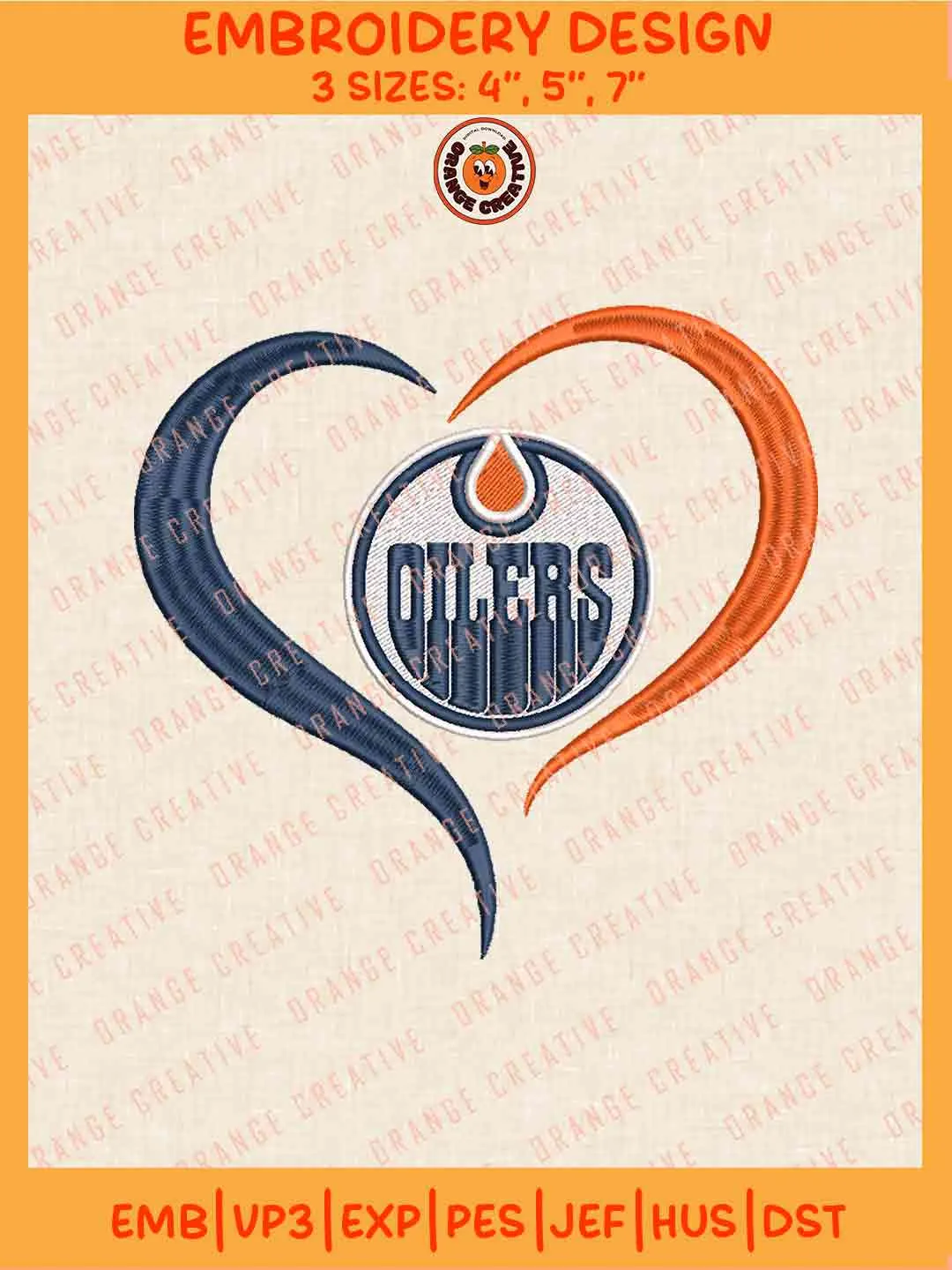 NHL Edmonton Oilers Team Heart Logo Embroidery Files, Edmonton Oilers Hockey Team Embroidery Designs, NHL Oilers Machine Embroidery Files, NHL Hockey Team Machine Embroidery, Digital Download