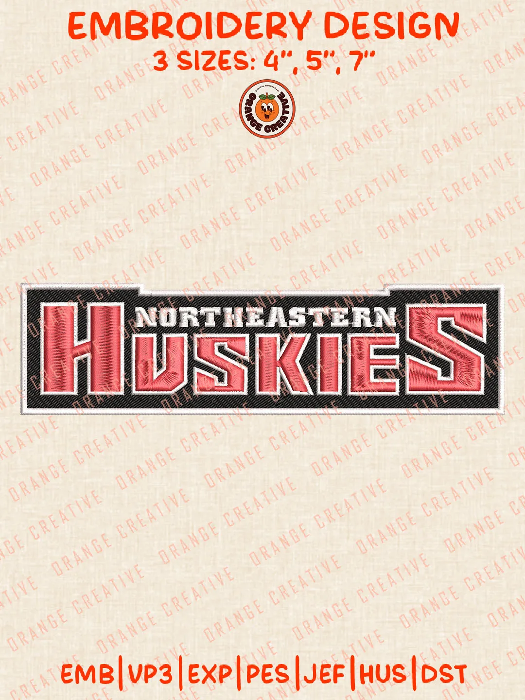 Northeastern Huskies NCAA Wordmark Logo Embroidery Files, Northeastern Huskies Team Embroidery Designs, Football Team Machine Embroidery Files, NCAA Northeastern Machine Embroidery, Digital Download