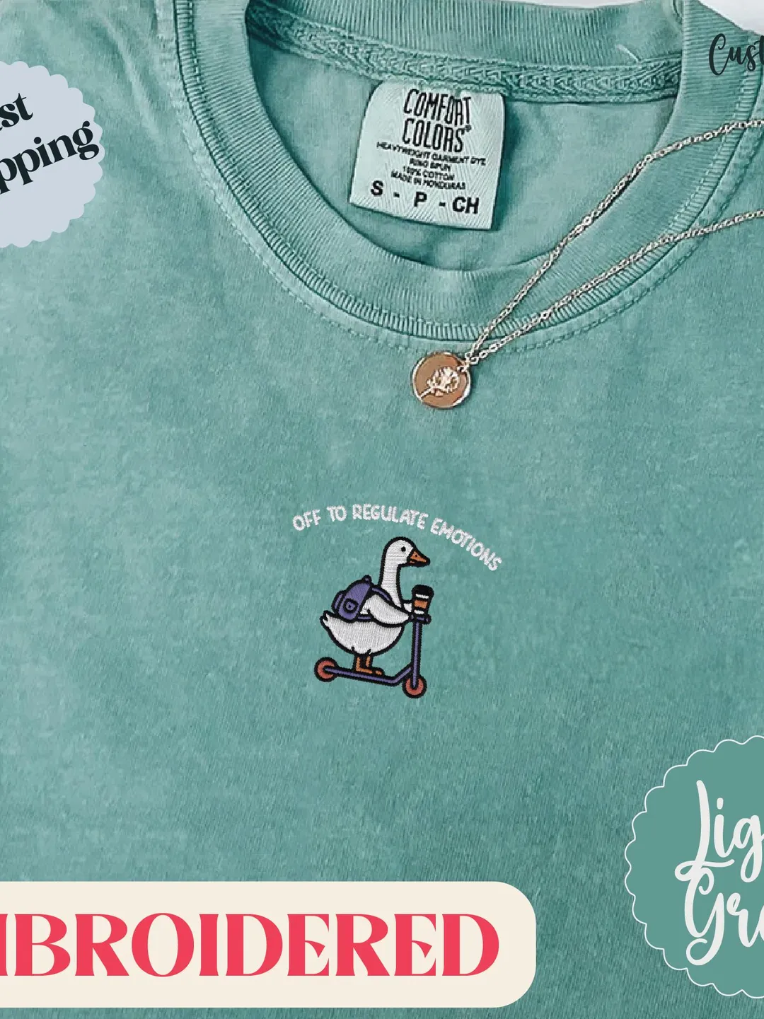 Off To Regulate Emotions Embroidered Shirt. Mental Health Embroidery Tee. Funny Comfort Colors Shirt. Self Care Gift For Her.