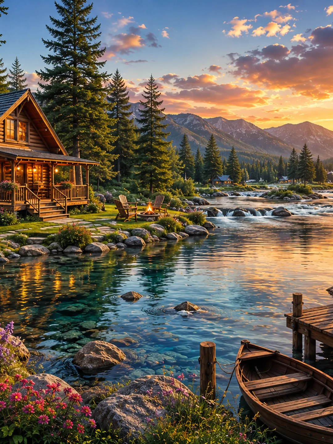 Sunset sceneries at lake side