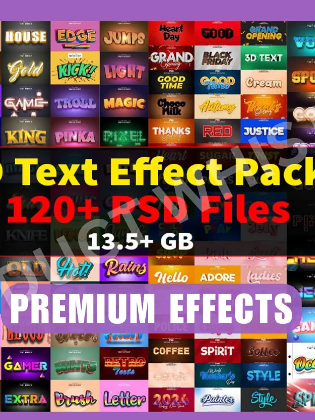 3D Text Effect Bundle: Editable Photoshop & Illustrator Styles