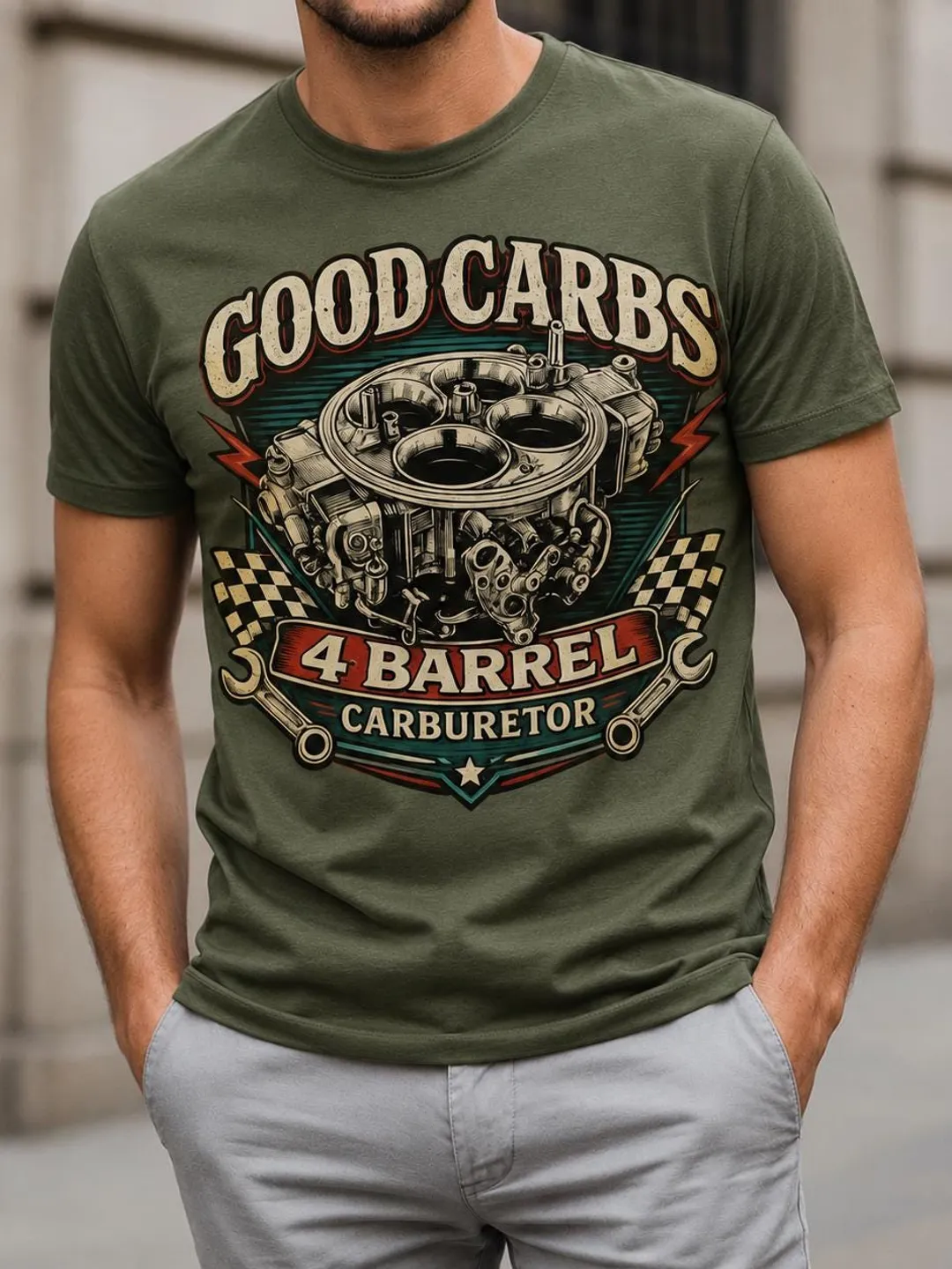 Good Carbs Vintage Carburetor Shirt, Classic Muscle Car Mechanic Tee, Hot Rod Graphic T-Shirt, Automotive Enthusiast Gift, Garage Shirt