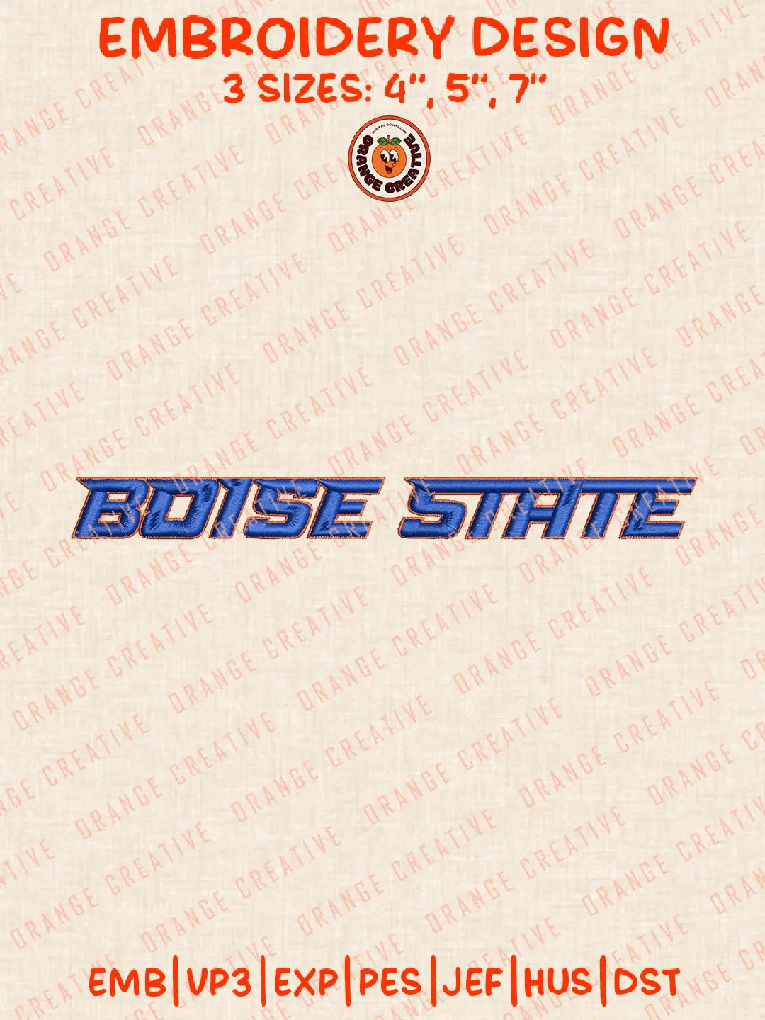 Boise State Text Embroidery Design, NCAA Boise State Broncos Team Logo Embroidery Design, Machine Embroidery Design File, 4 Sizes, Custom Size, Digital Download