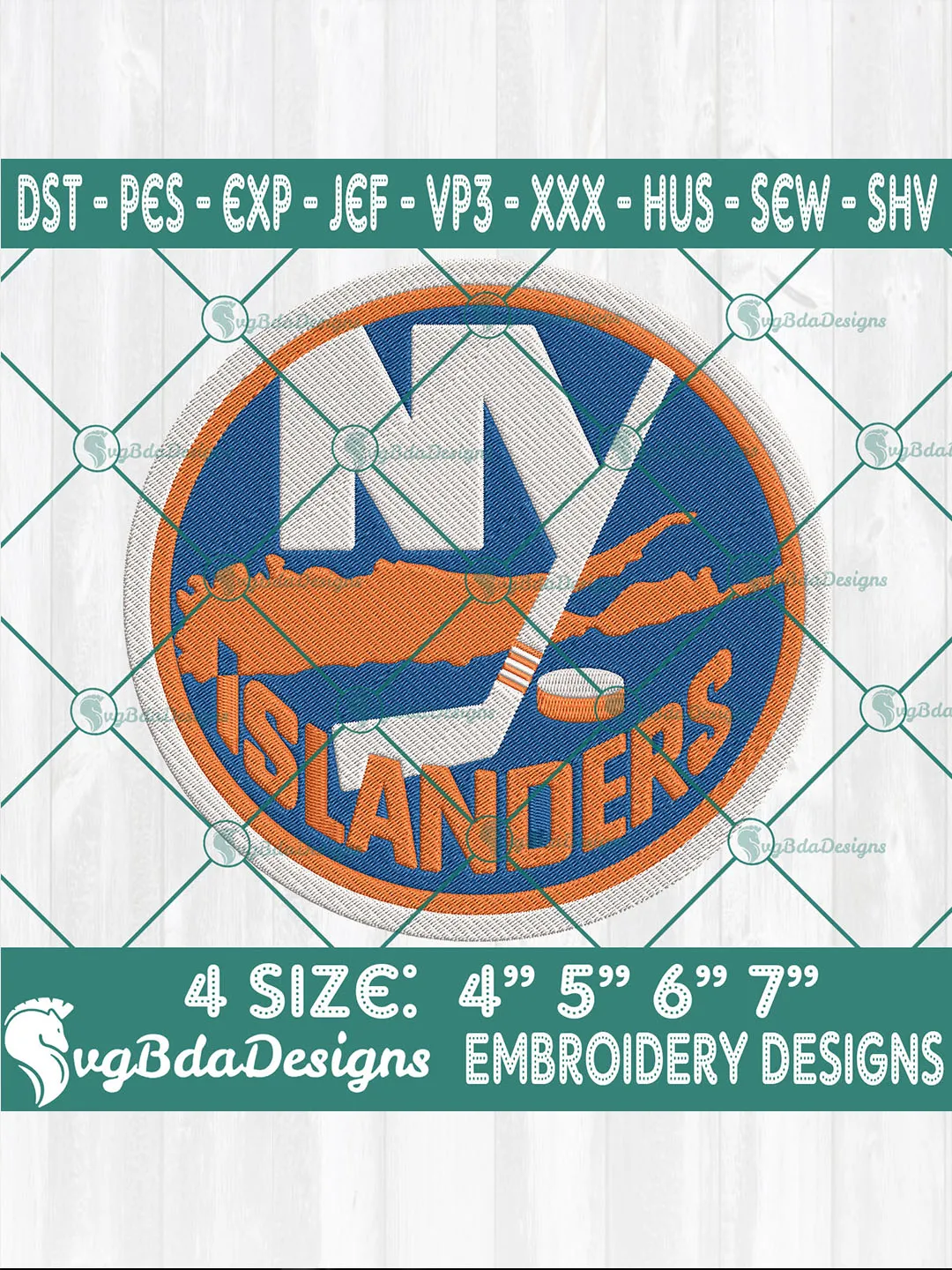 New York Islanders Embroidery Designs | NHL Hockey Logo Machine Embroidery