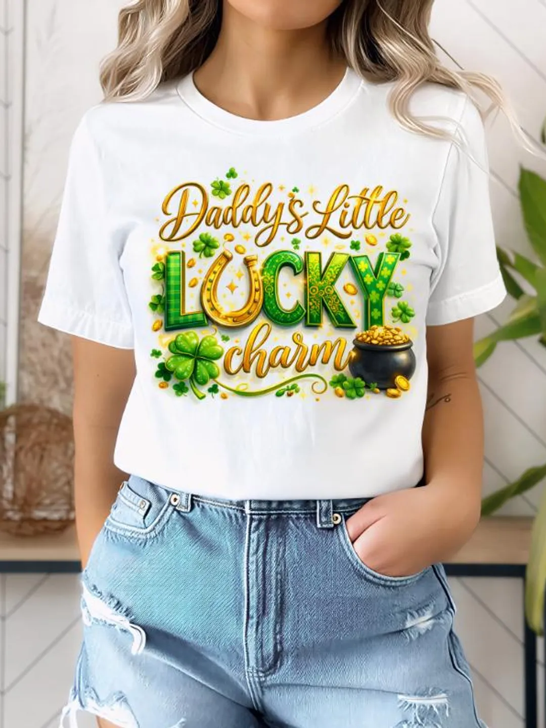 Daddy's Little Lucky Charm St Patrick's Day Kids Tee