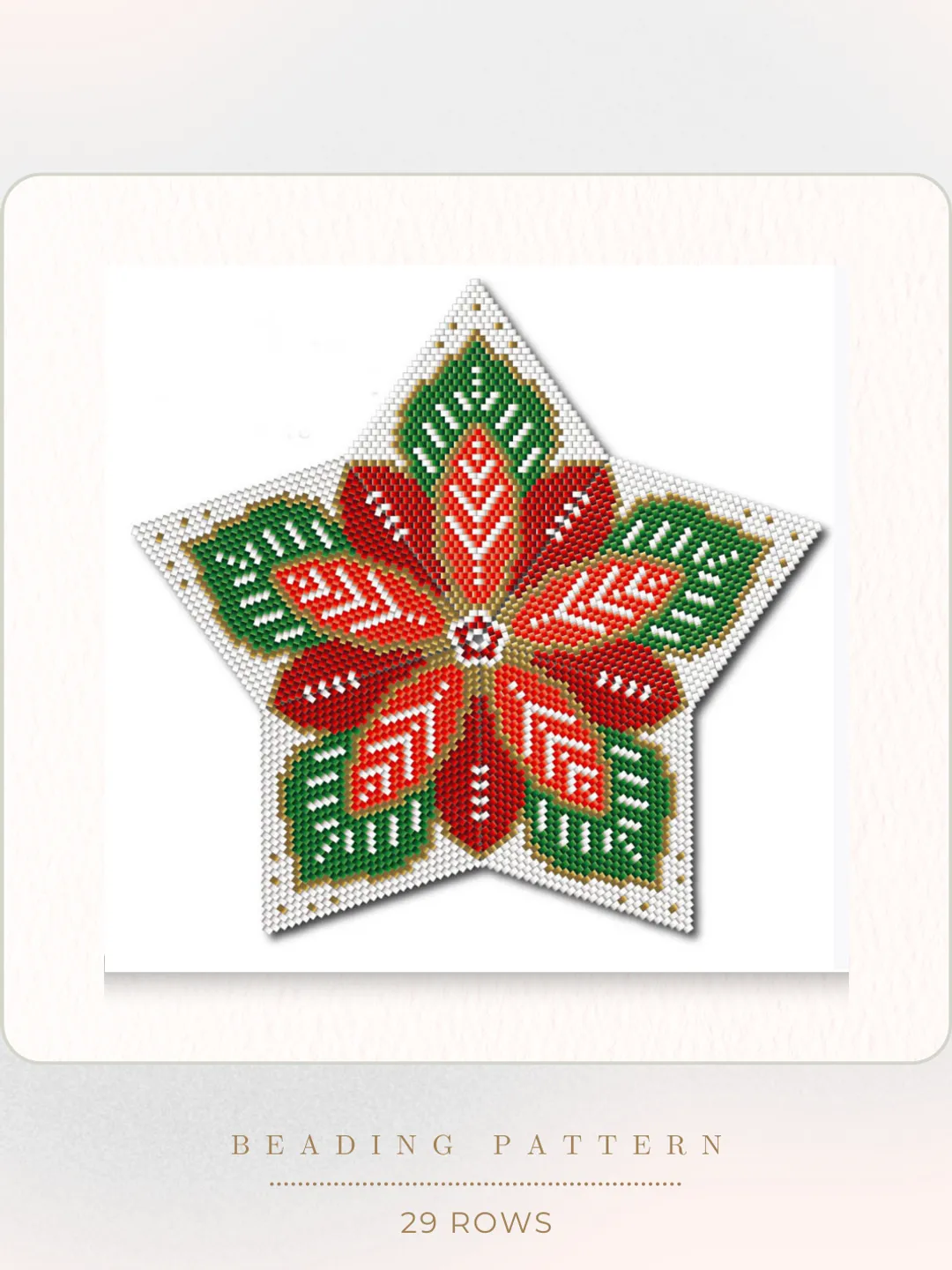 Christmas Star Ornament / 29 rows - 3D Peyote Star Beading Patterns