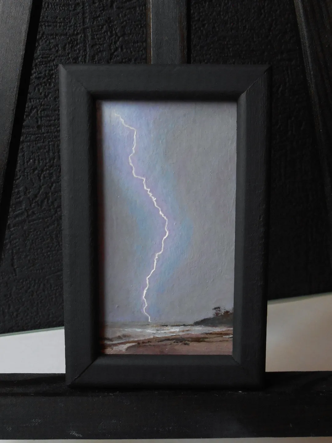 Lightning strike miniature oil painting 4'x2'