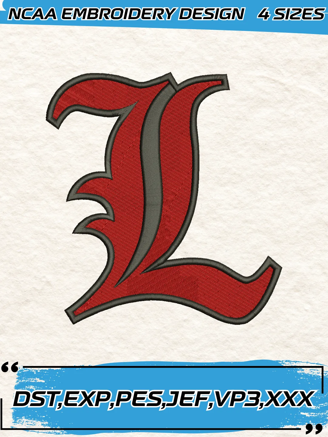 Louisville Cardinals Logo Embroidery Design,NCAA Logo Embroidery Design,Machine Embroidery Design File,4 Sizes, Digital Download