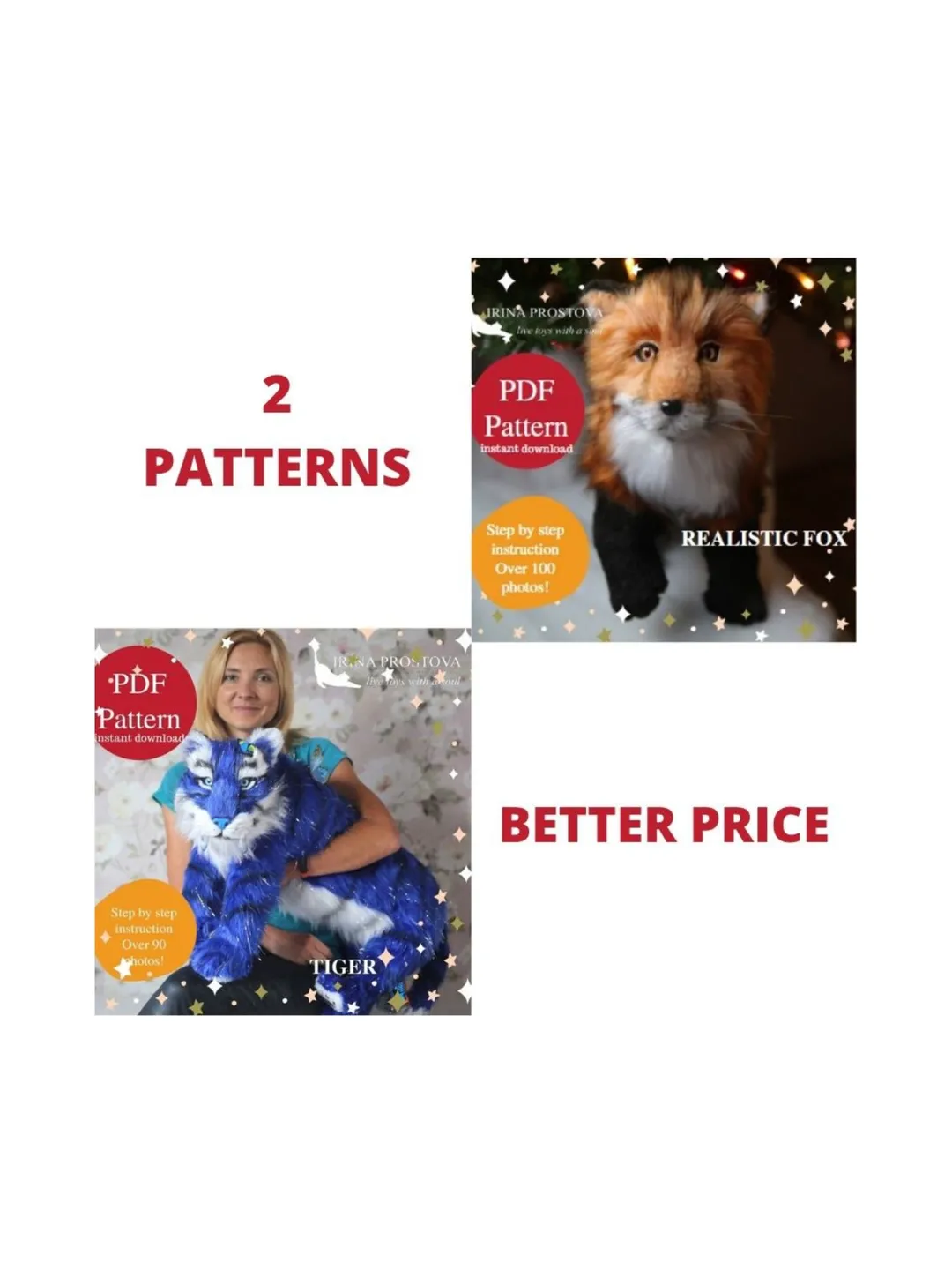 Tiger and fox sewing pattern plush toy | instruction how to sew | Stuffed Animal Sewing Tutorial