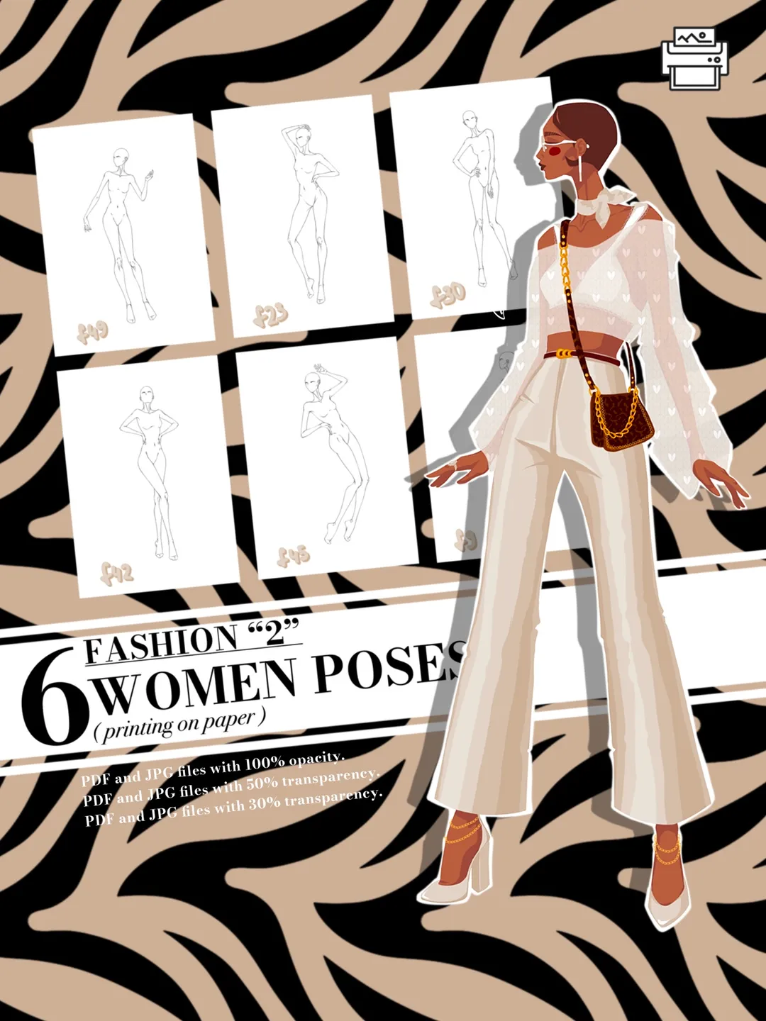 Templates, Body poses of female figure, set "Front view 1"