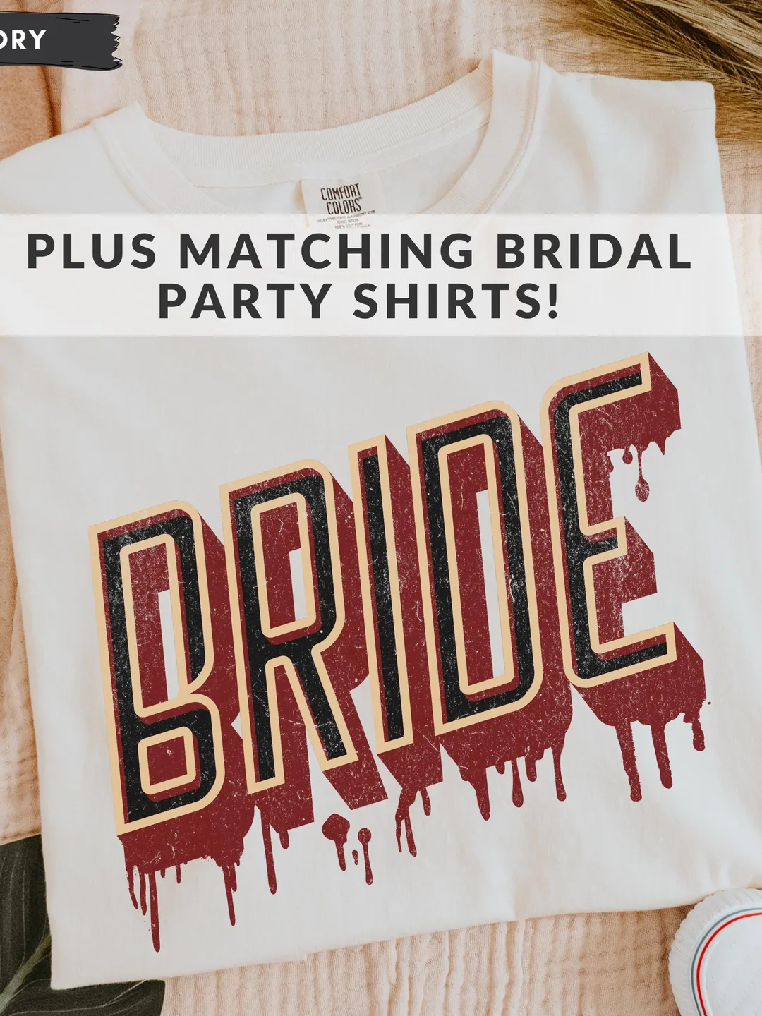 Halloween Bachelorette Party Shirt Bride Bridesmaid Maid of Honor Groom Tee Spooky Fall Wedding T-Shirt Retro Bloody Wedding Comfort Colors