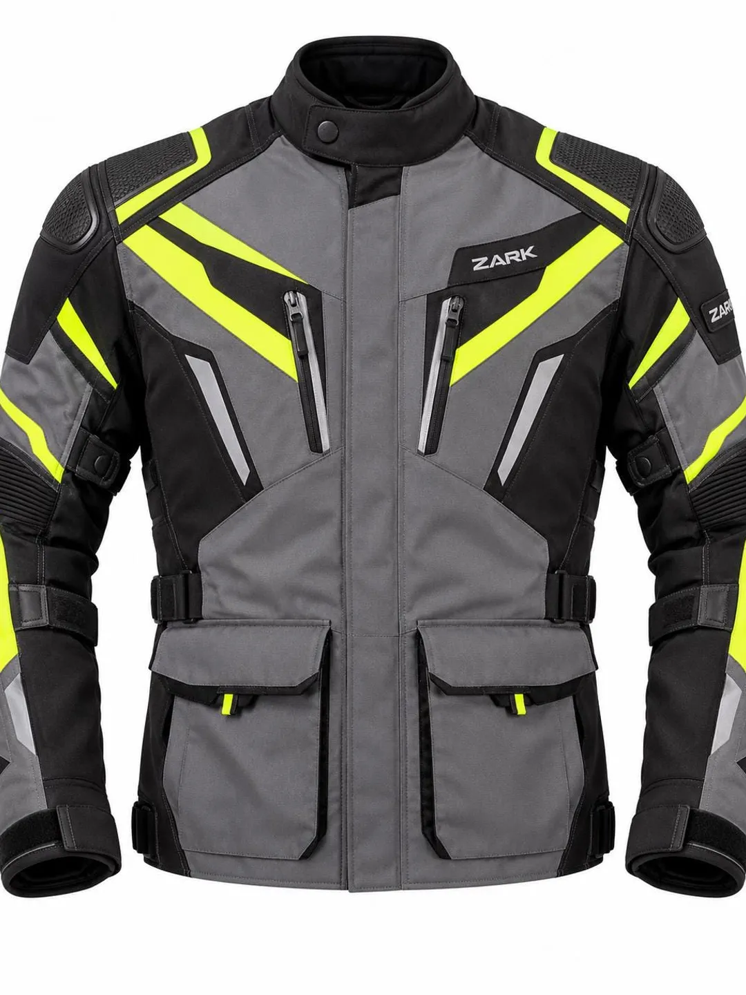 ZARK Men's Hi Vis Motorcycle Jacket, Neon Yellow Textile Riding