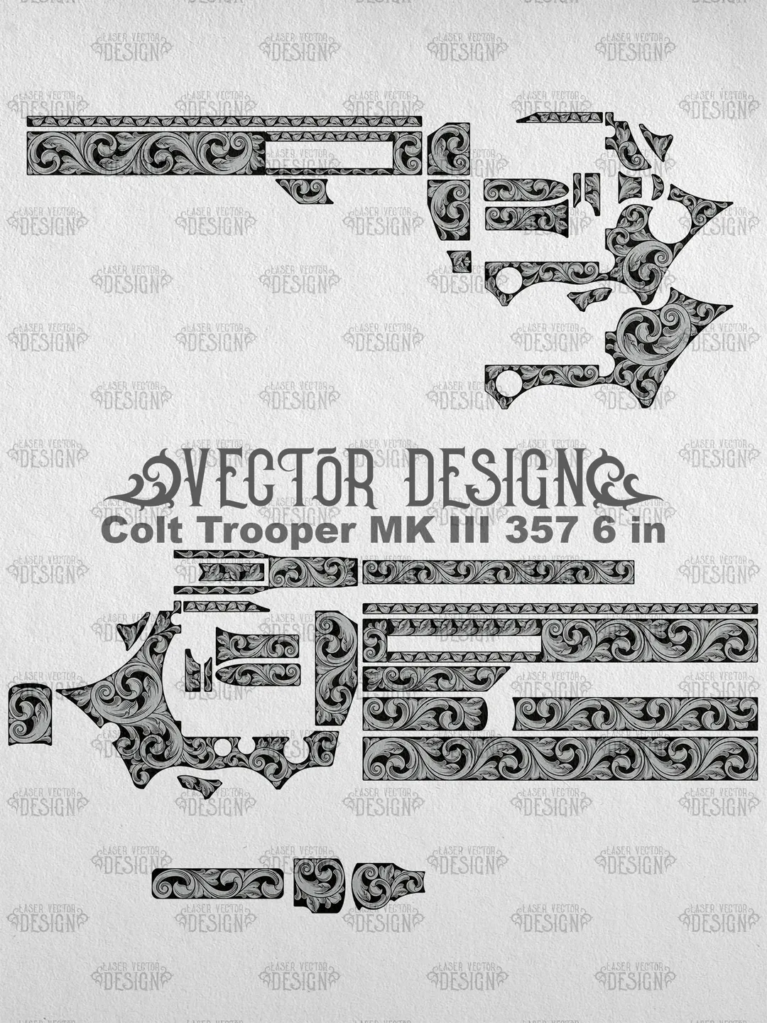 VECTOR DESIGN Colt Python 357 6, 4.25, 3 in Snake and flowers