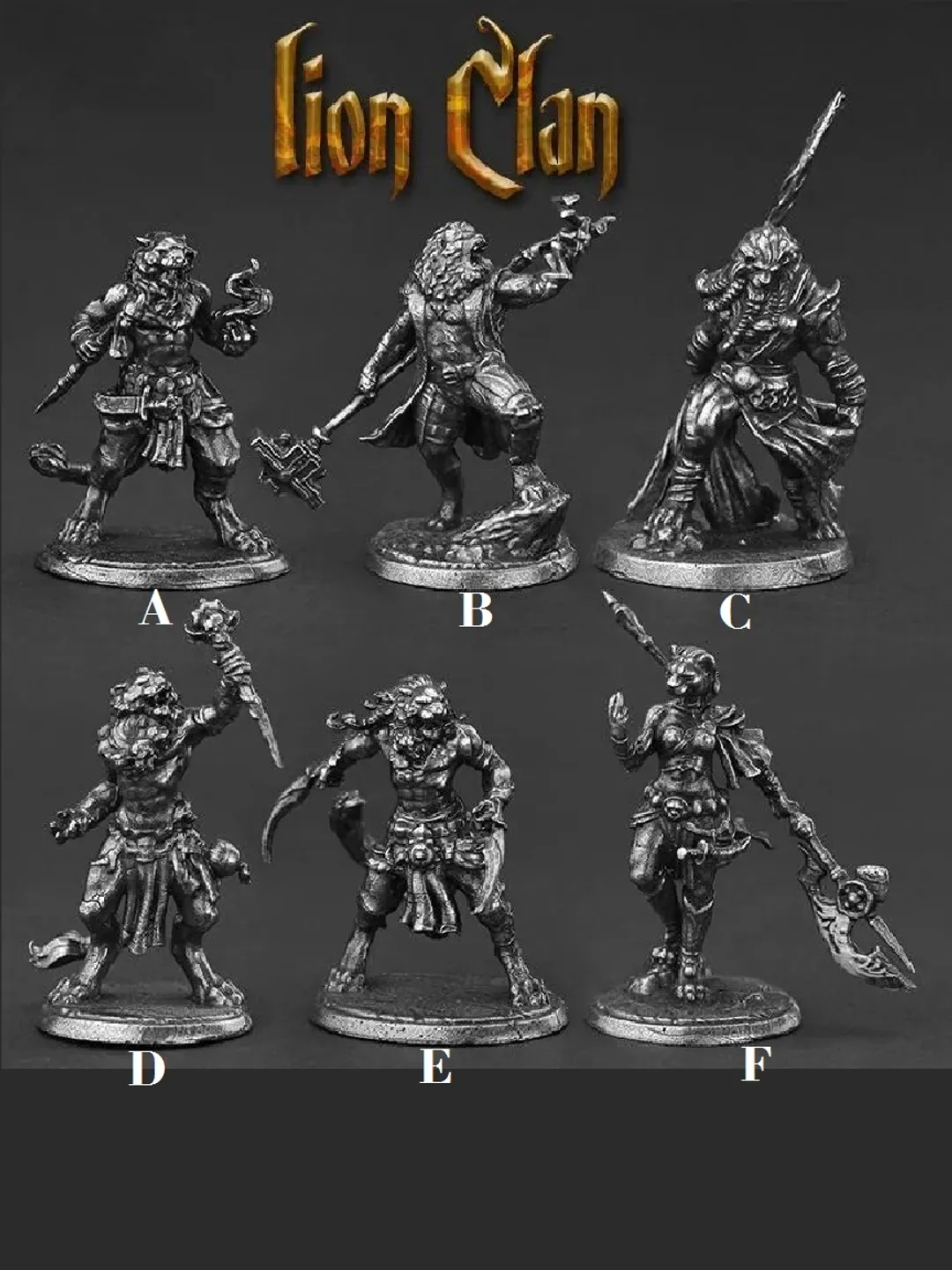 Ancient Lion Tribe, tin miniatures, tabletop wargaming fantasy miniature figures.