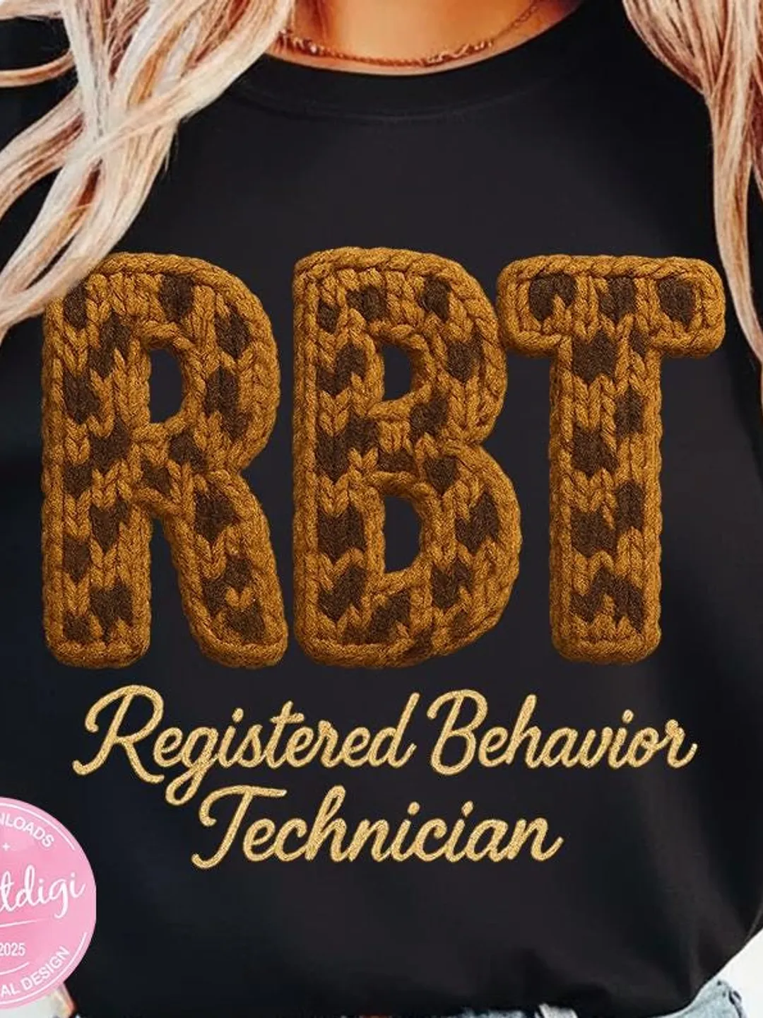 RBT Knitted Letters PNG, ABA Therapist Shirt Graphic (Digital Download)