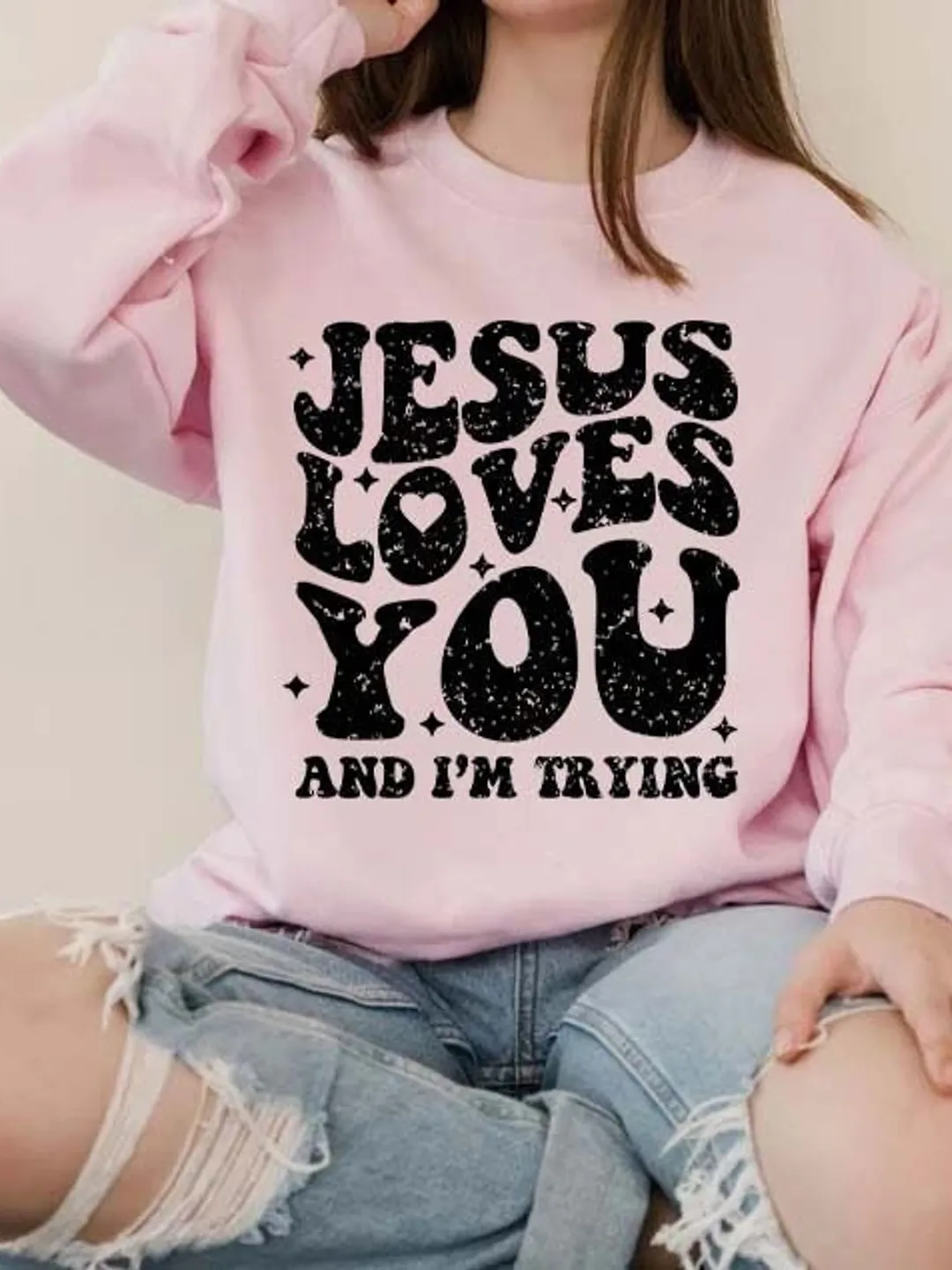 Christian Svg Png, Retro Sublimation, Jesus Loves You and I'm Trying Shirt Design, Vintage Retro Svg PNG, Religious Svg PNG, Retro Wavy