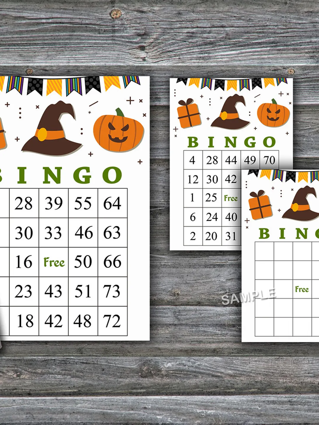 Halloween bingo game,Halloween bingo cards,Halloween Party,60 Printable card,INSTANT DOWNLOAD--02