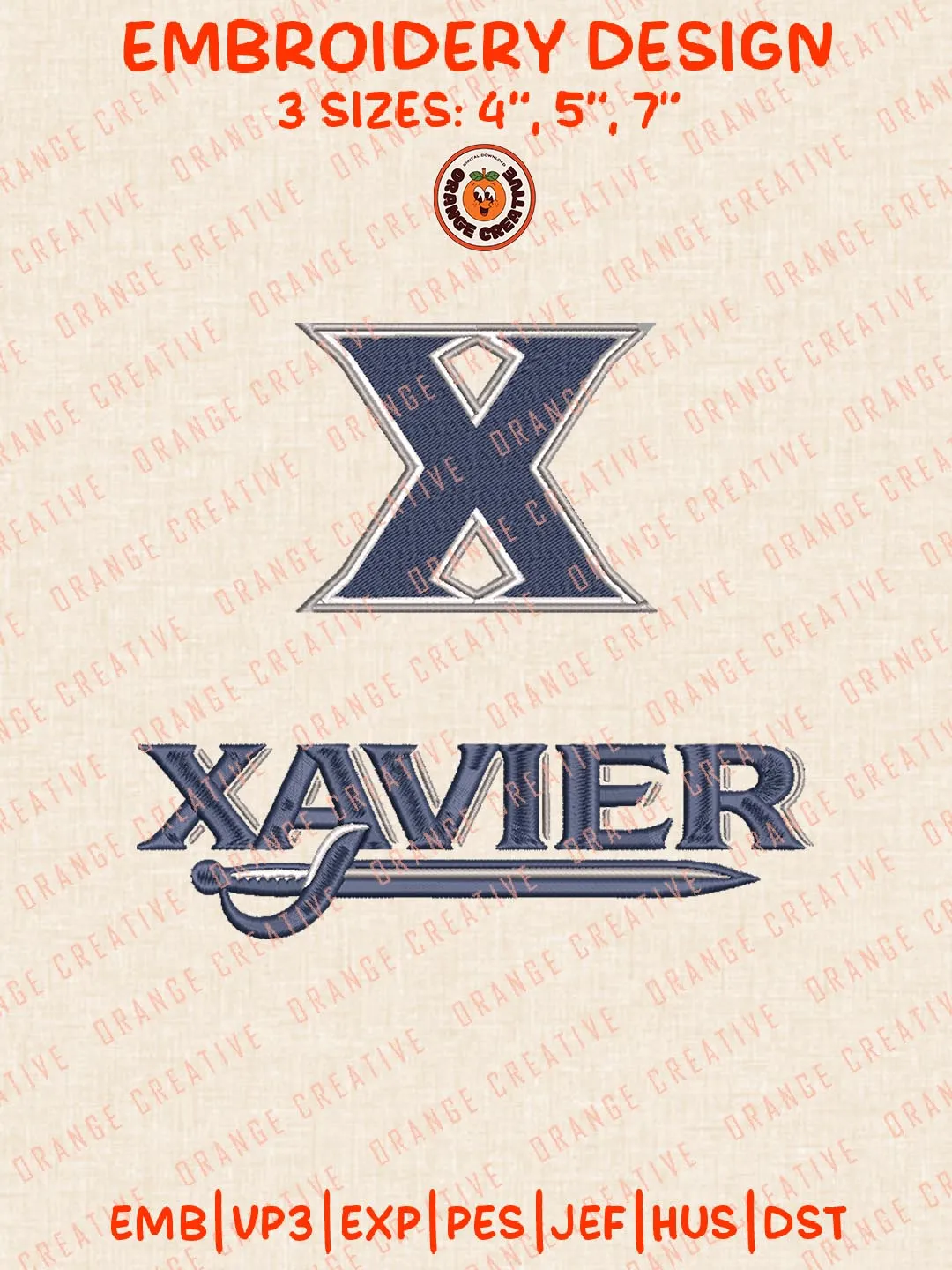 Xavier Logos Embroidery Design Files, NCAA Xavier Musketeers Logos Embroidery Designs, Machine Embroidery Files, 4 Sizes, Custom Sizes, Instant Download