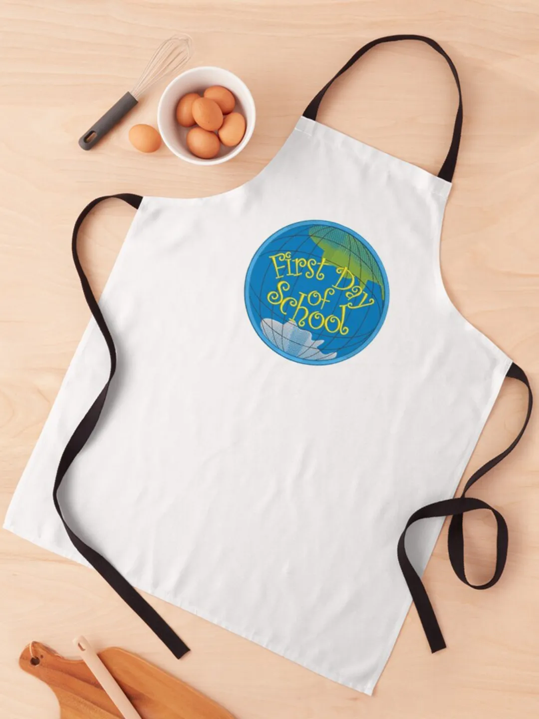 Machine embroidery design globe with inscription First Day of School