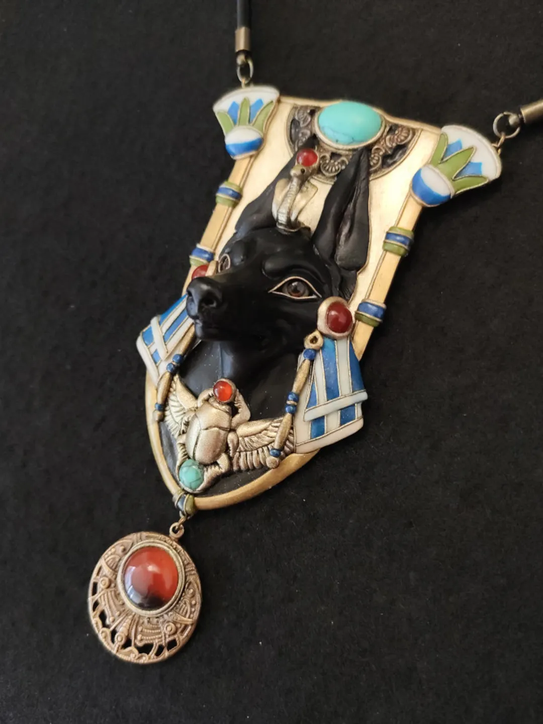 Anubis necklace, Egyptian jewelry, Ethnic necklace, Anubis pendant, Anubis jewelry