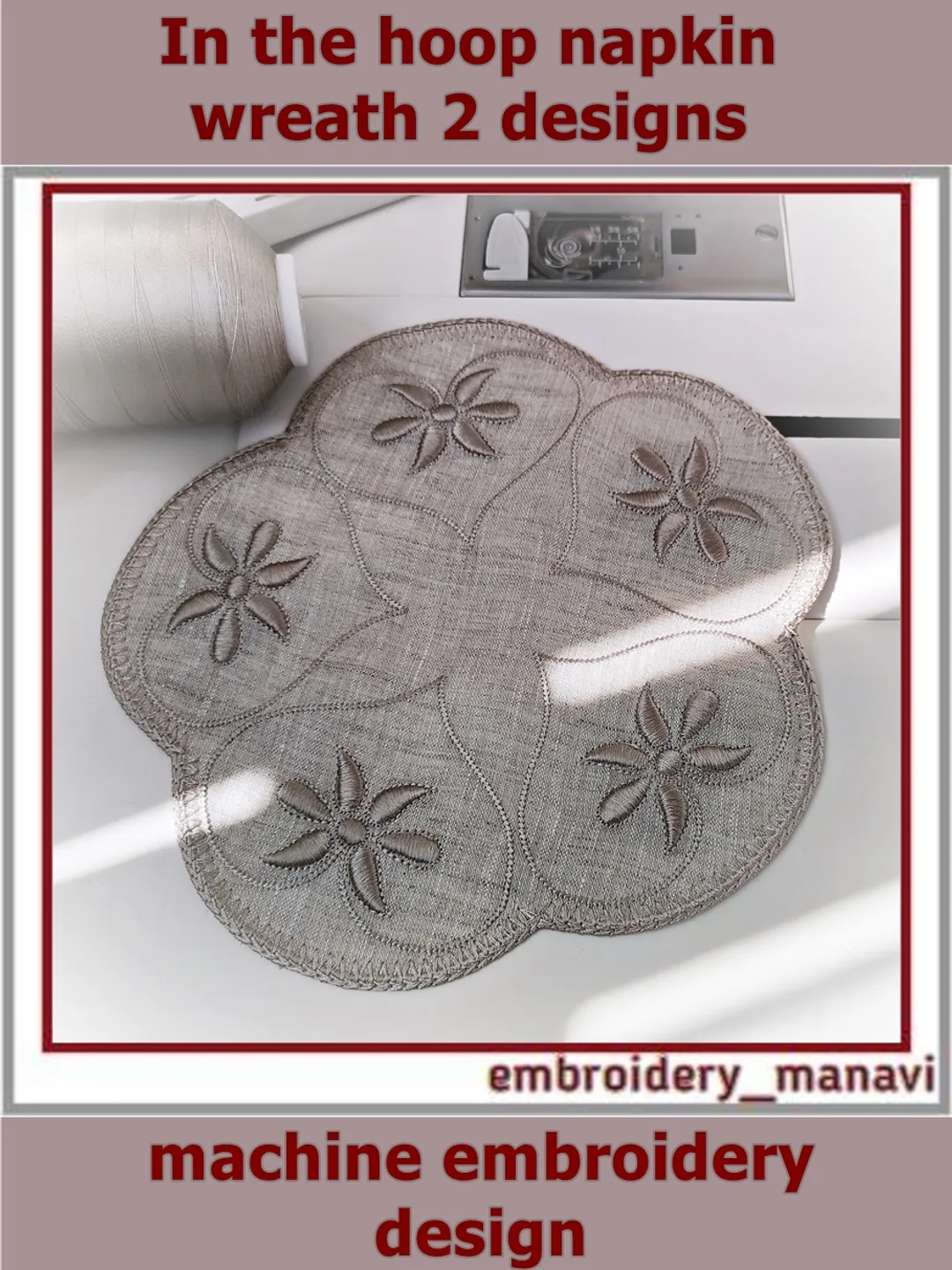 In the hoop embroidery design napkin and wreath 2 designs