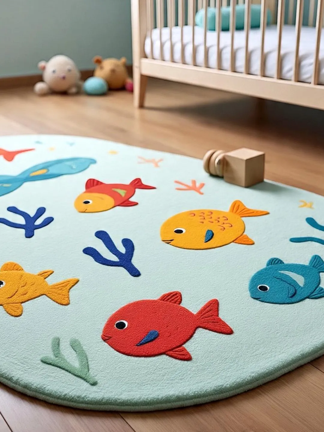 Fish Tuft Rug Ocean Fish Nursery Hand Tufted Area Rug