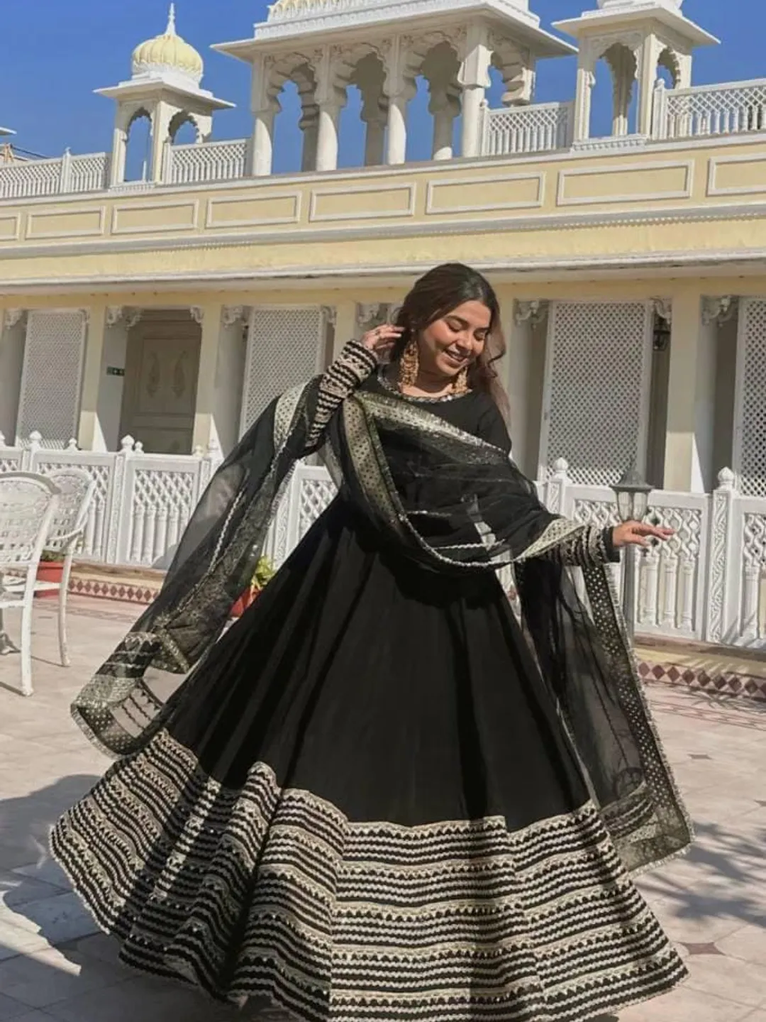 black indian dress for party Anarkali Suit Women Ethnic Wear Wedding Festival traditional wear Outfit for women ELI5:Why does this dress Vacation outfit Color:M-Dusty Blue All over Zari Embroidery