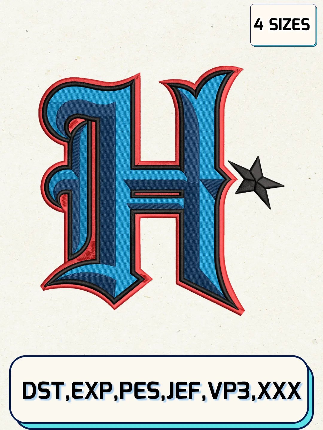 Houston Texans Alternate Logo Embroidery Design Files,NFL Logo Embroidery Designs,Machine Embroidery Files,4 Sizes