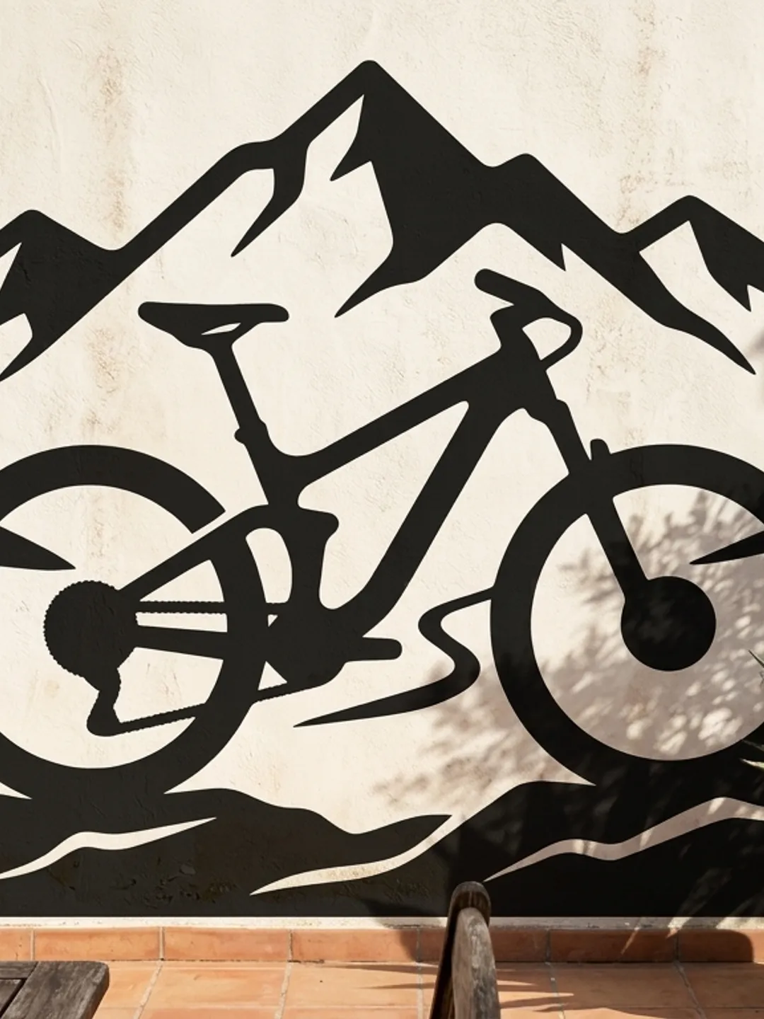Mountain Bike Trail Scene SVG | Mountain Range with Rider, Pine Trees & Winding Trail | Metal Wall Art & Laser Cutting | Instant Digital Download