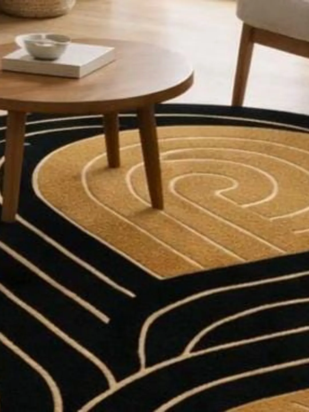 Hand Tufted Abstract Rug, Modern Irregular Shape Area Rug, Black ...
