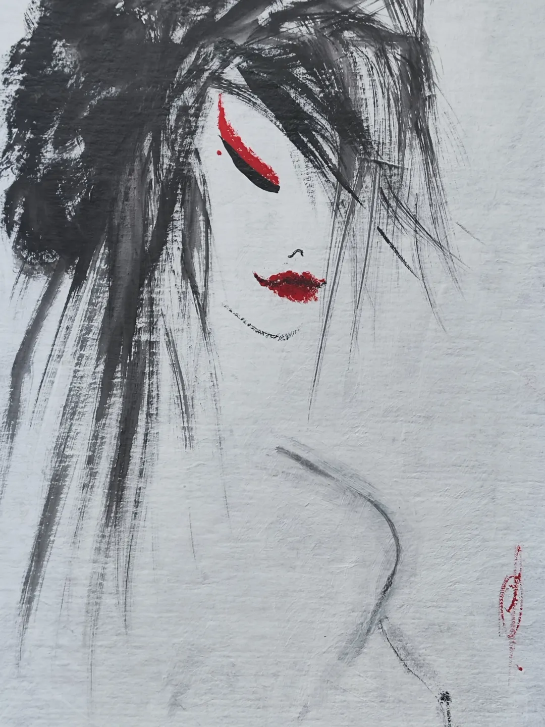 Nude woman Original painting Wabi-sabi