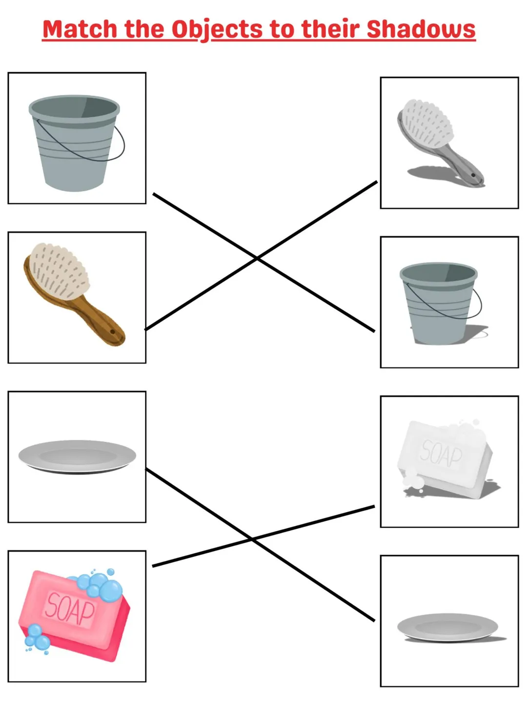 Shadow Matching Worksheets for Kids | Match the Objects to Their ...