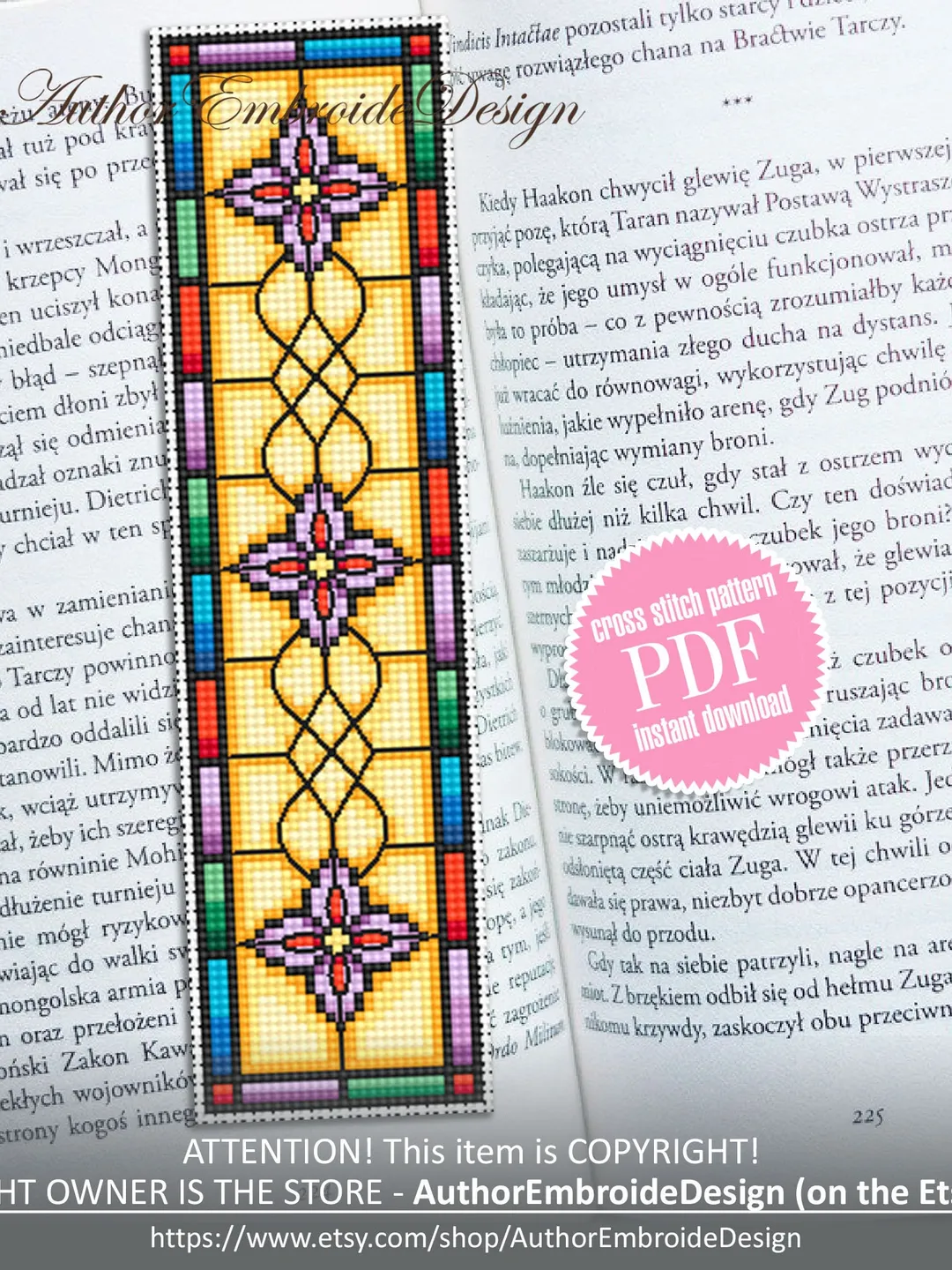 Stained glass mandala cross stitch pattern PDF download Modern Stained ...