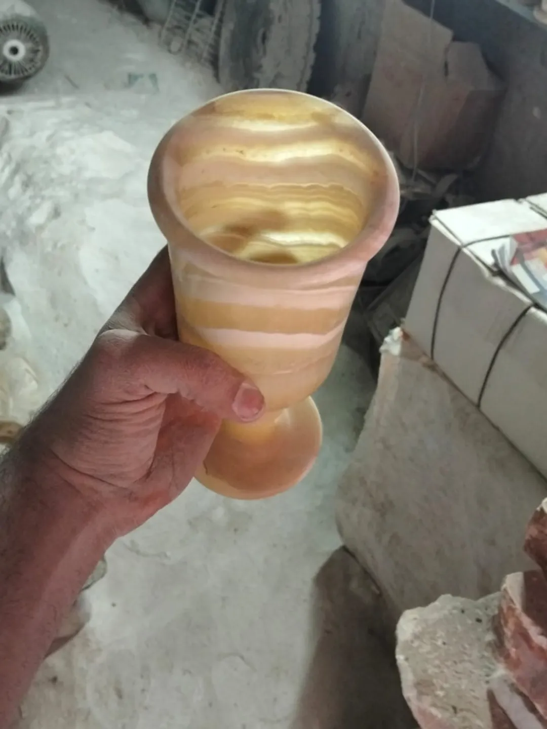 Handcrafted Egyptian Alabaster & Onyx Luxury Goblet / Wine Cup