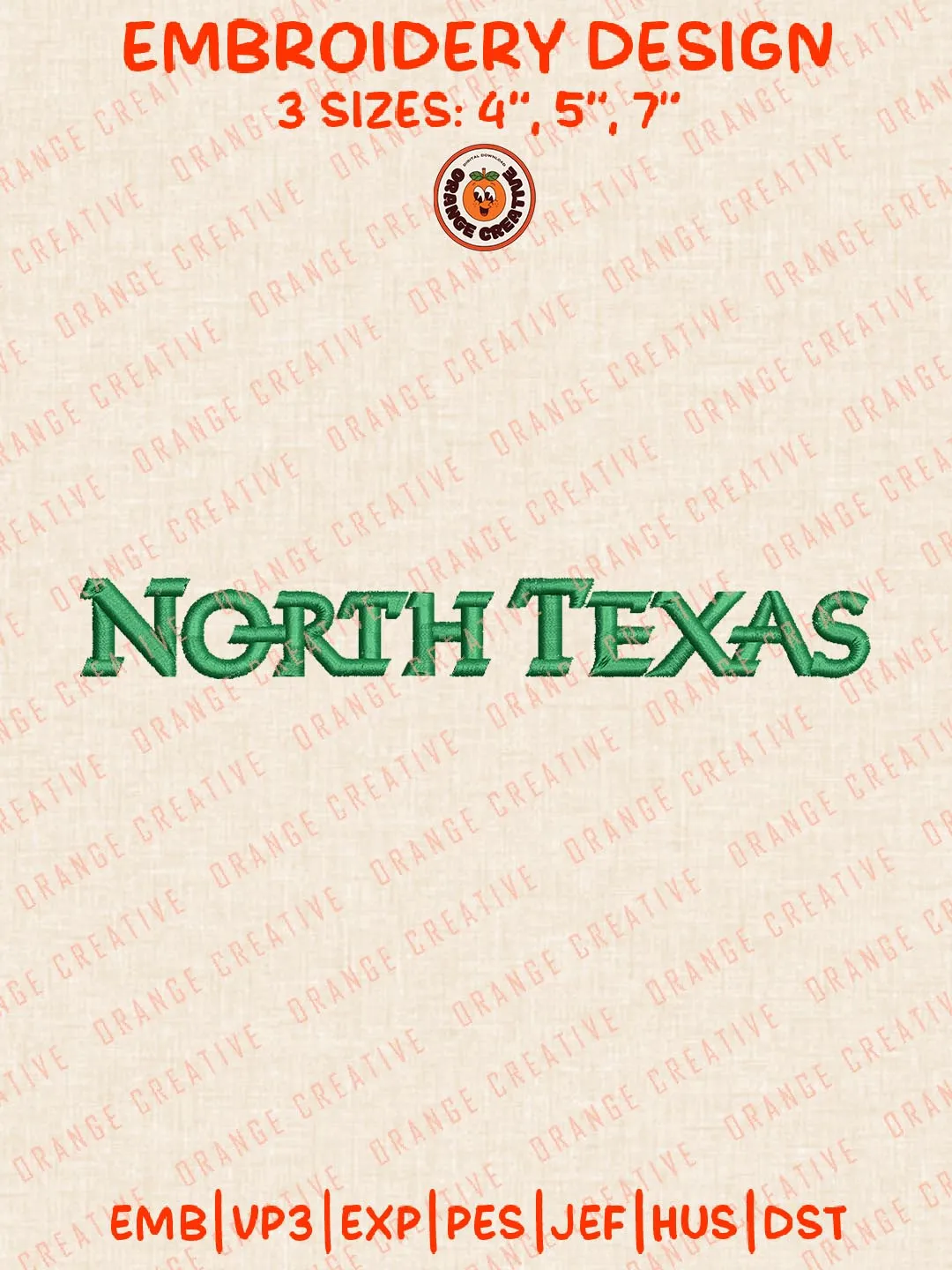 NCAA North Texas Text Embroidery Design, NCAA North Texas Mean Green Team Logo Embroidery Design, Machine Embroidery Design File, 4 Sizes, Custom Size, Digital Download