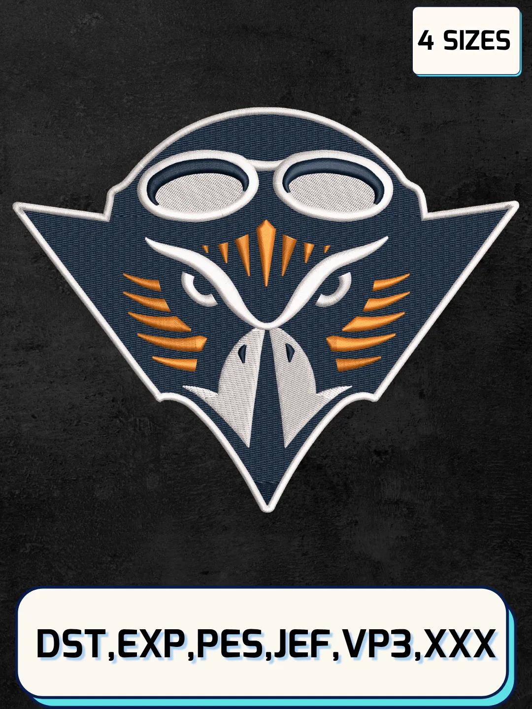 UT Martin Skyhawks Logo Embroidery Design File,NCAA Logo Embroidery Design, Machine Embroidery Files, 4 Sizes