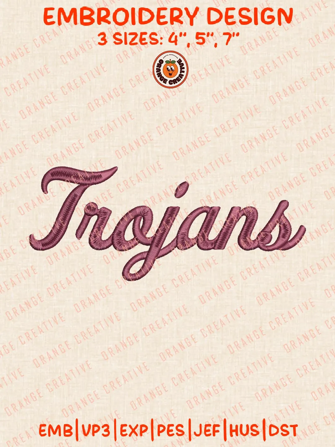 NCAA Trojans Text Embroidery Design, NCAA Little Rock Trojans Team Logo Embroidery Design, Machine Embroidery Design File, 4 Sizes, Custom Size, Digital Download