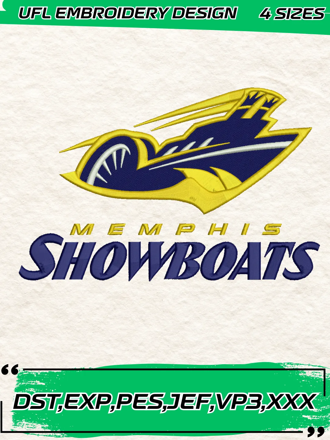 Memphis Showboats Logo Embroidery Design,UFL Logo Embroidery Design,Machine Embroidery Design File,4 Sizes, Digital Download