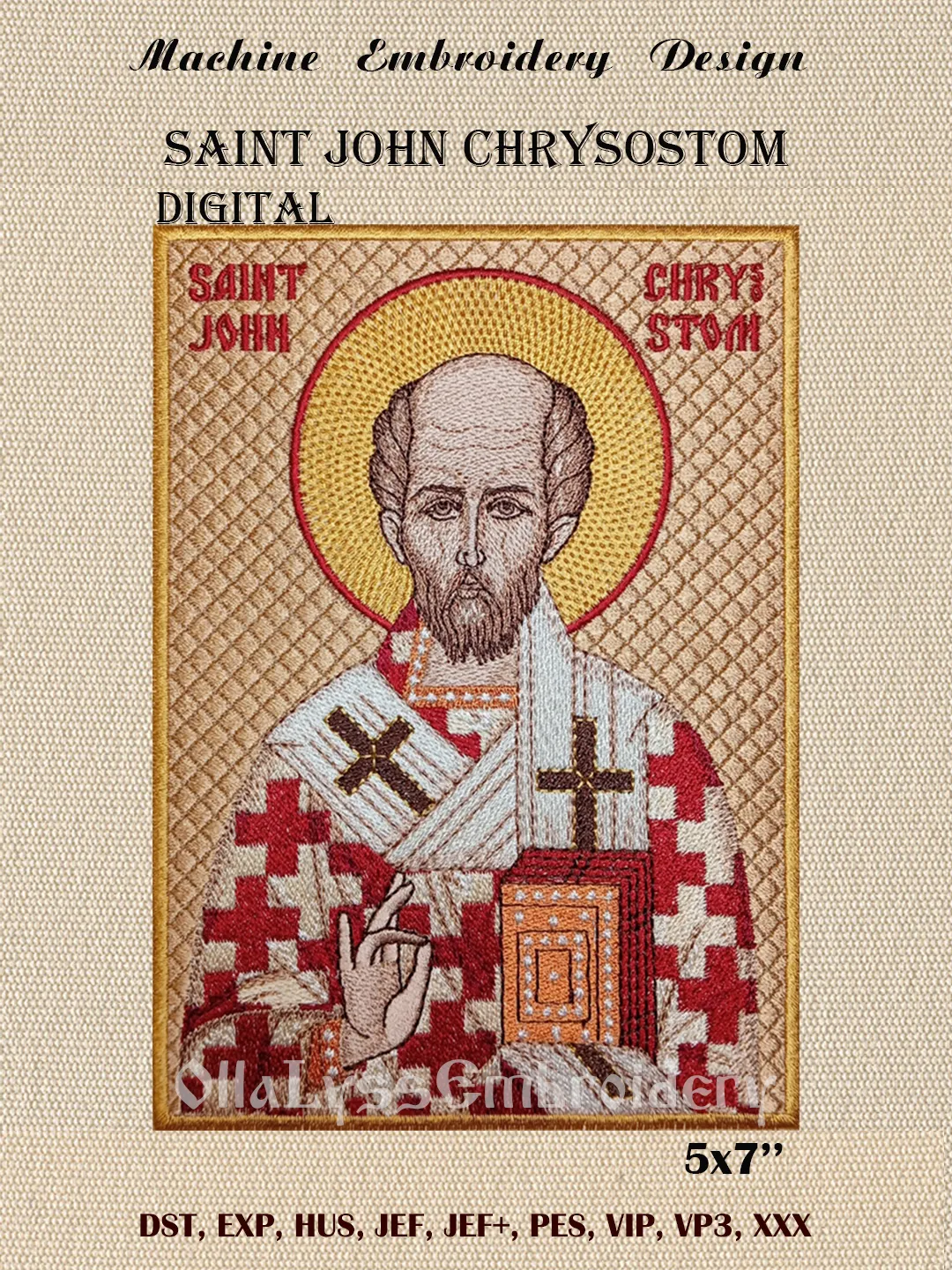 Saint John Chrysostom embroidery design