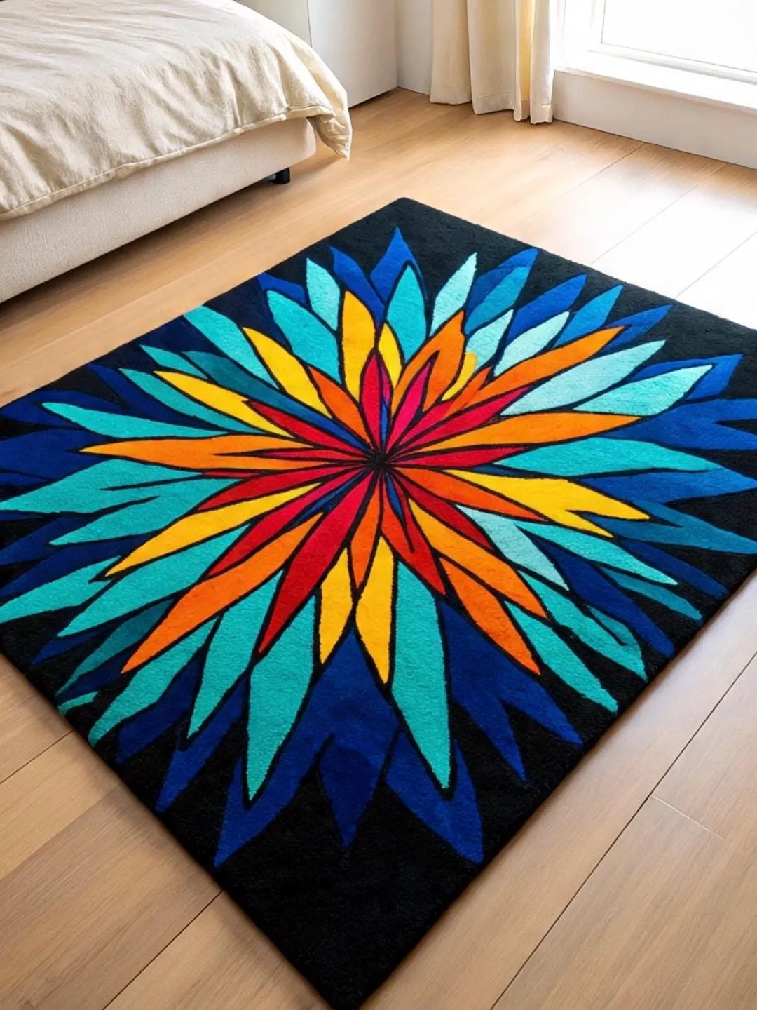 Handmade Tufted Colorful Modern Boho Wool Area Rug