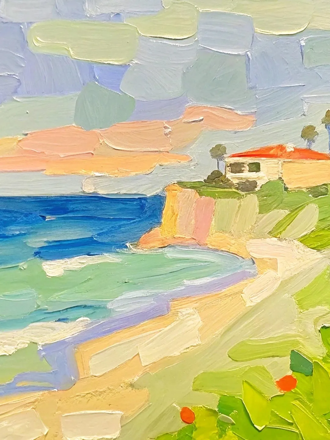 Seascape Painting Carmel Beach Original Art Monterey Abstract landscape Impasto Oil Painting Gift by ArtProkopaloSv