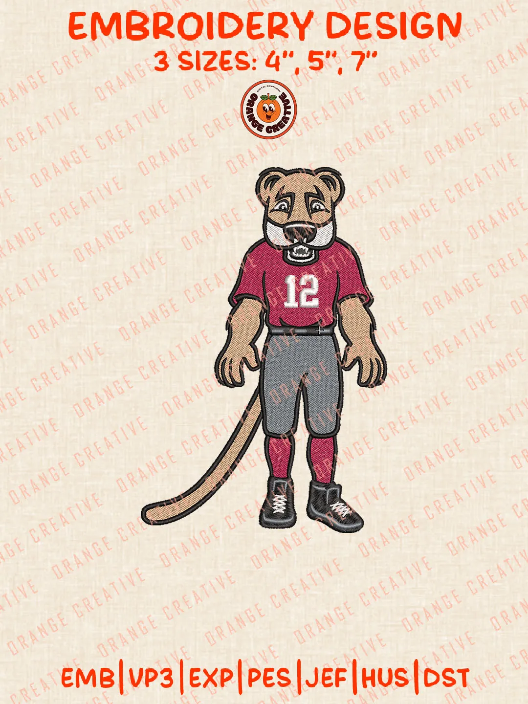 NCAA Washington State Cougars Mascot Logo Embroidery Files, NCAA Washington State Cougars Team Embroidery Designs, College Football Team Machine Embroidery Files, NCAA Washington State Cougars Machine Embroidery, Digital Download