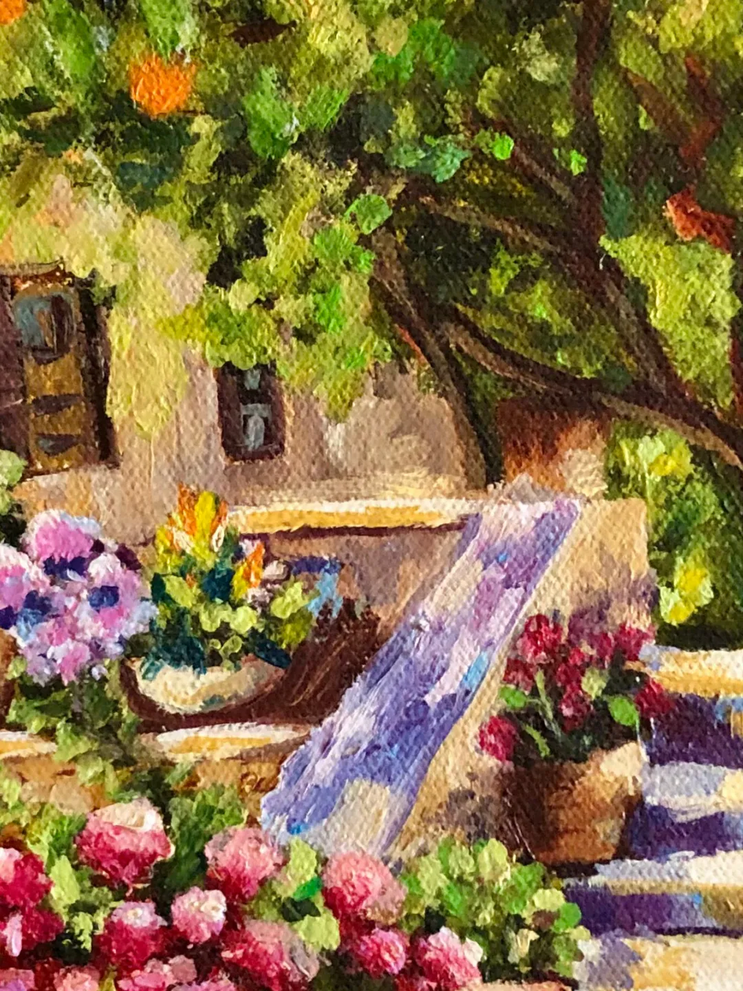 Landscape Painting, Original Oil Painting on Canvas, Flower Garden Wall Art,  Impressionism Art, image size:1080x1440