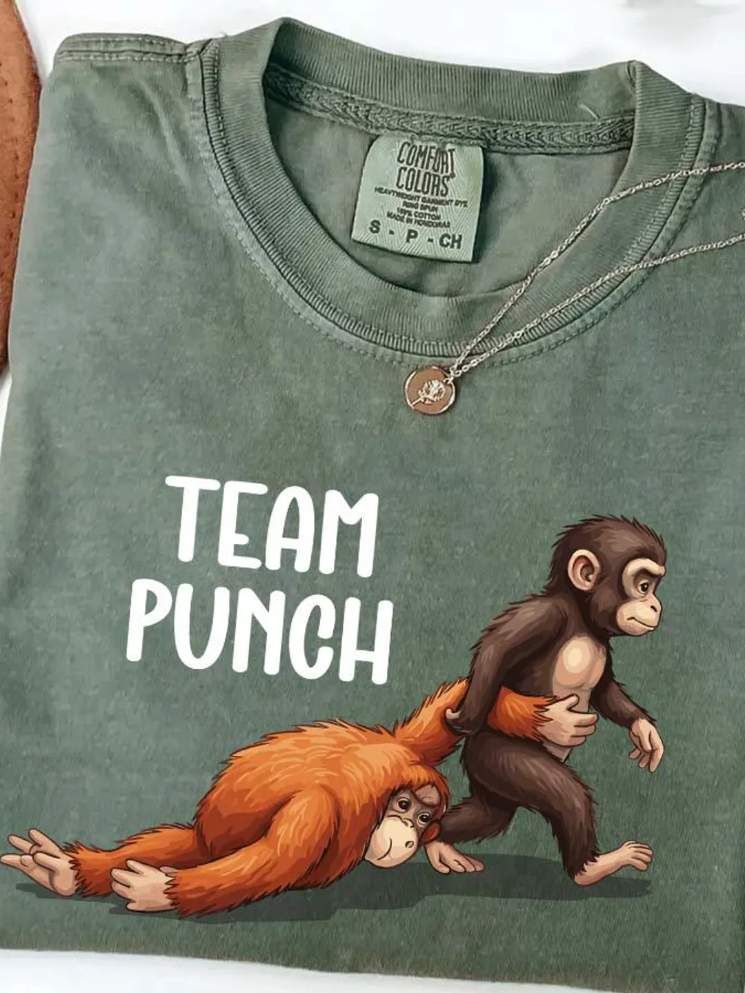 Team Punch Monkey T-Shirt, Japanese Macaque Graphic Tee, Comfort Colors Streetwear