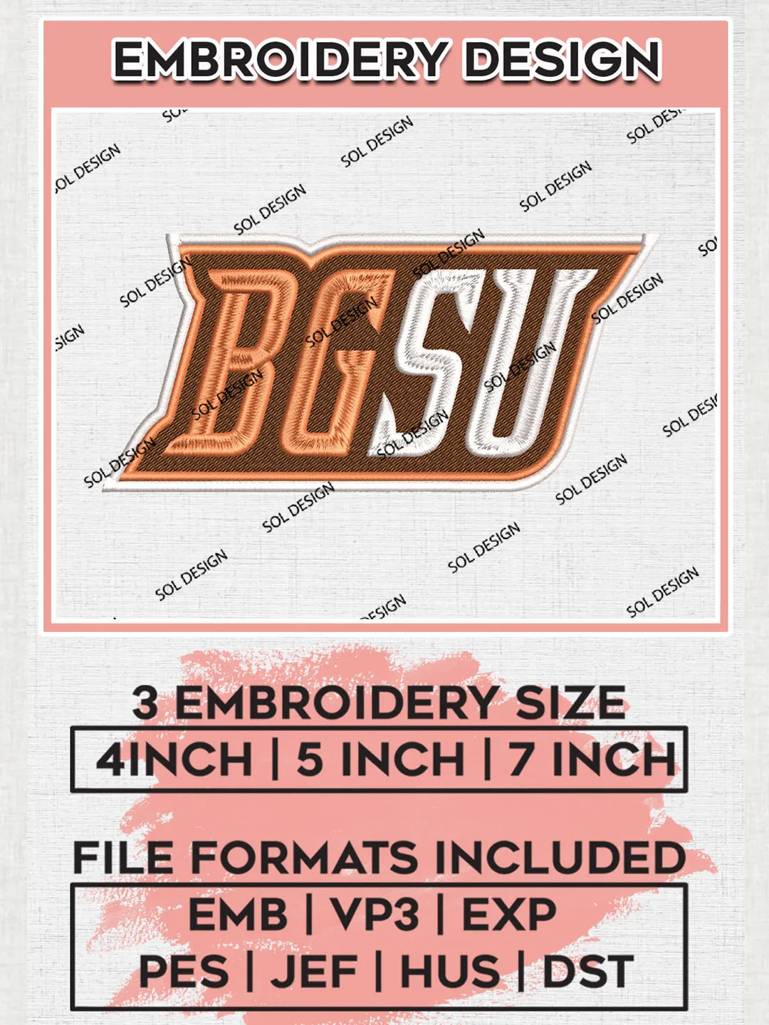 BGSU Falcons College Football Team Logo embroidery designs, NCAA Bowling Green Falcons Logo Machine embroidery designs, NCAA Team Logo embroidery designs, NCAA Game Day Machine embroidery designs, Digital Download
