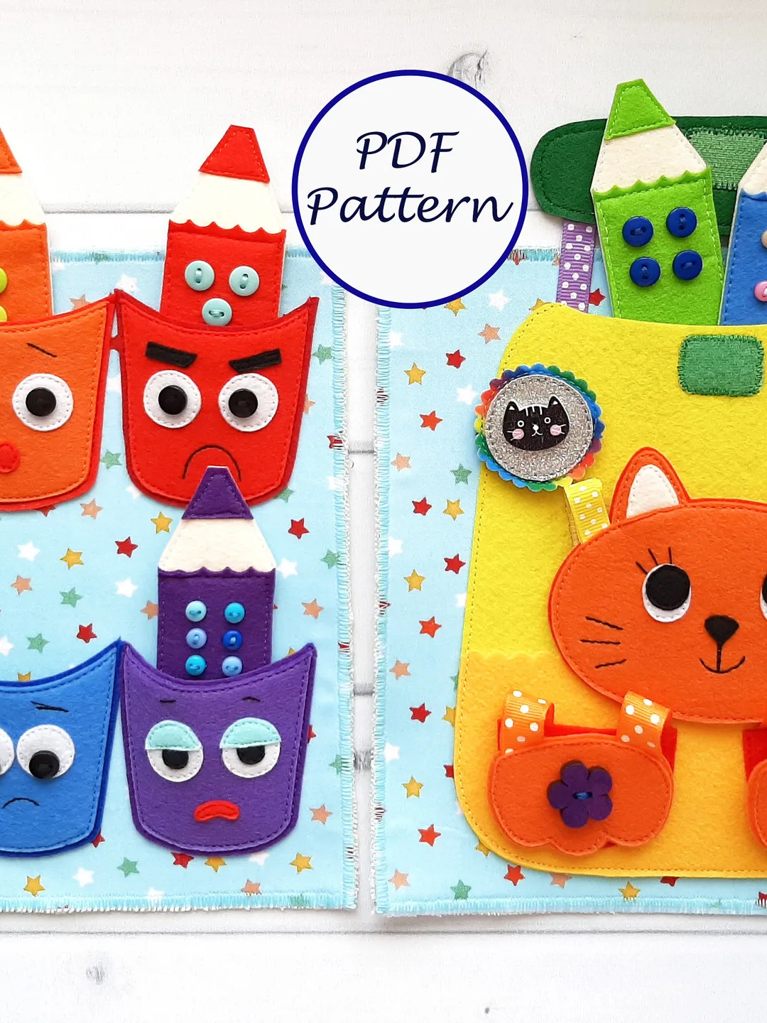 Color sorting Quiet book Pattern , Felt activity book pattern pdf, Soft sensory book template, Busy book sewing ideas for toddler