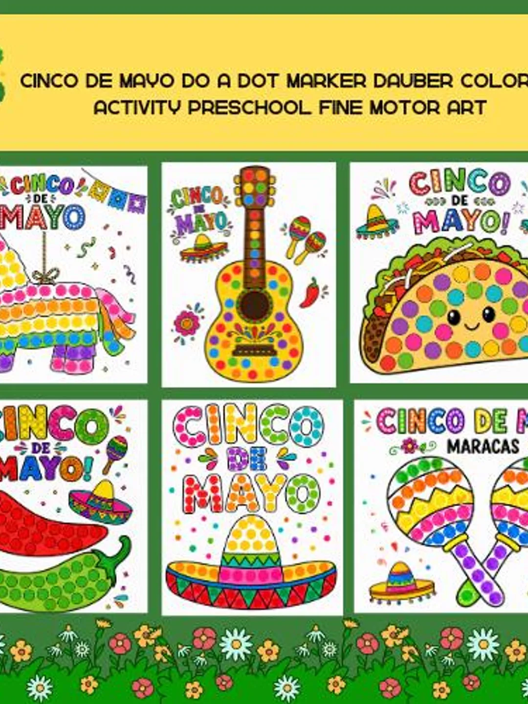 cinco de mayo dot a dot marker dauber coloring activity Preschool Fine ...