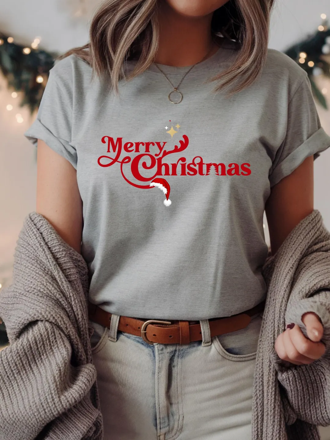Santa Hat T-Shirt for Christmas Holiday Festive Tee