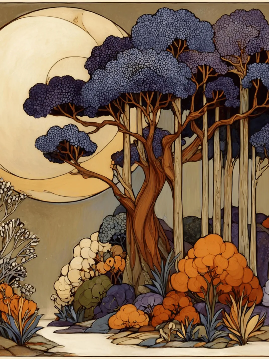 44 Forest and Ocean Scenes with Moonlit Trees and Flowers for DIY Wall Art and Instant Download PNGs