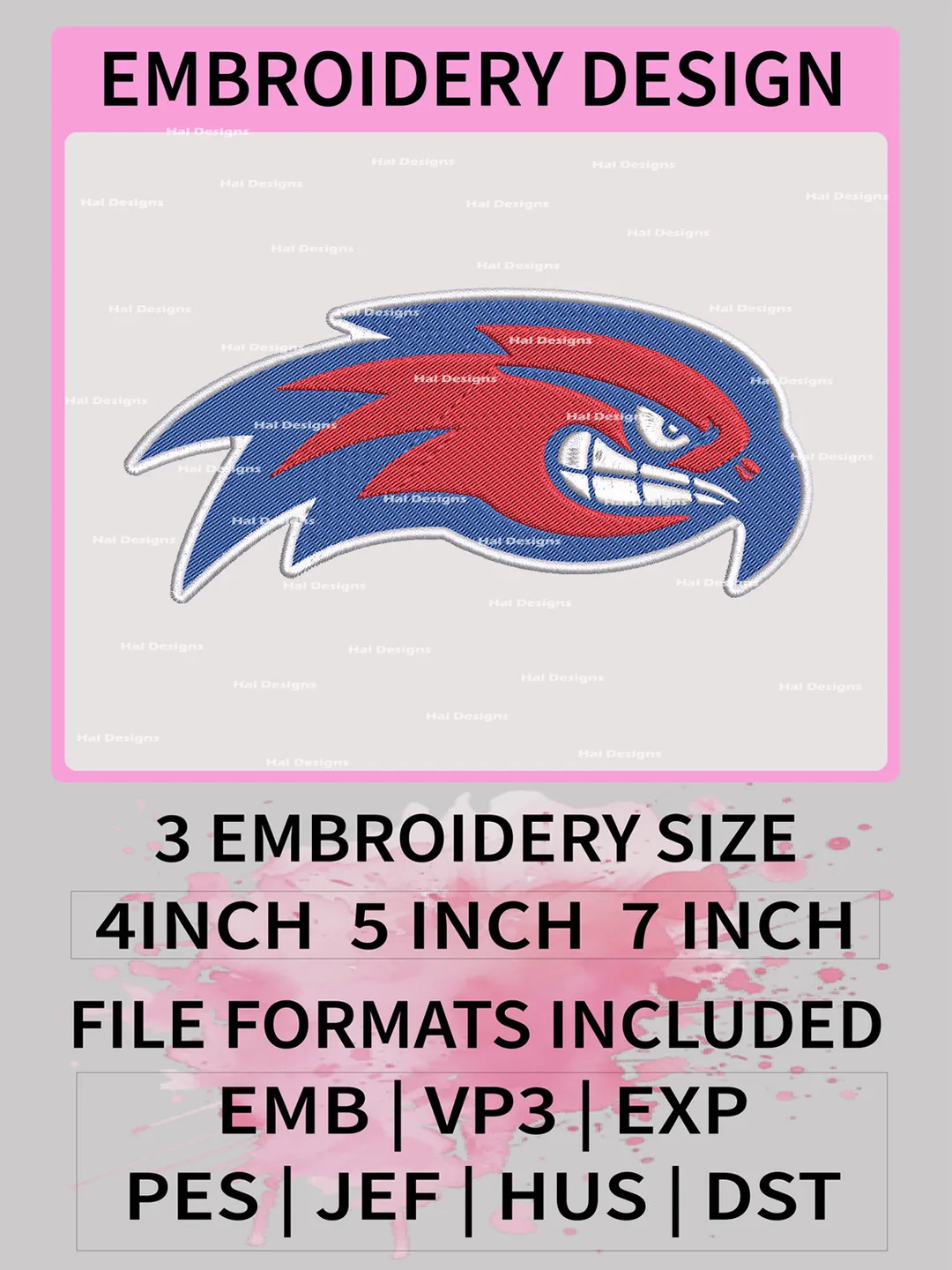 NCAA UMass Lowell River Hawks Embroidery File, 3 Sizes, 6 Formats, NCAA Machine Embroidery Design, NCAA Logo, NCAA Teams